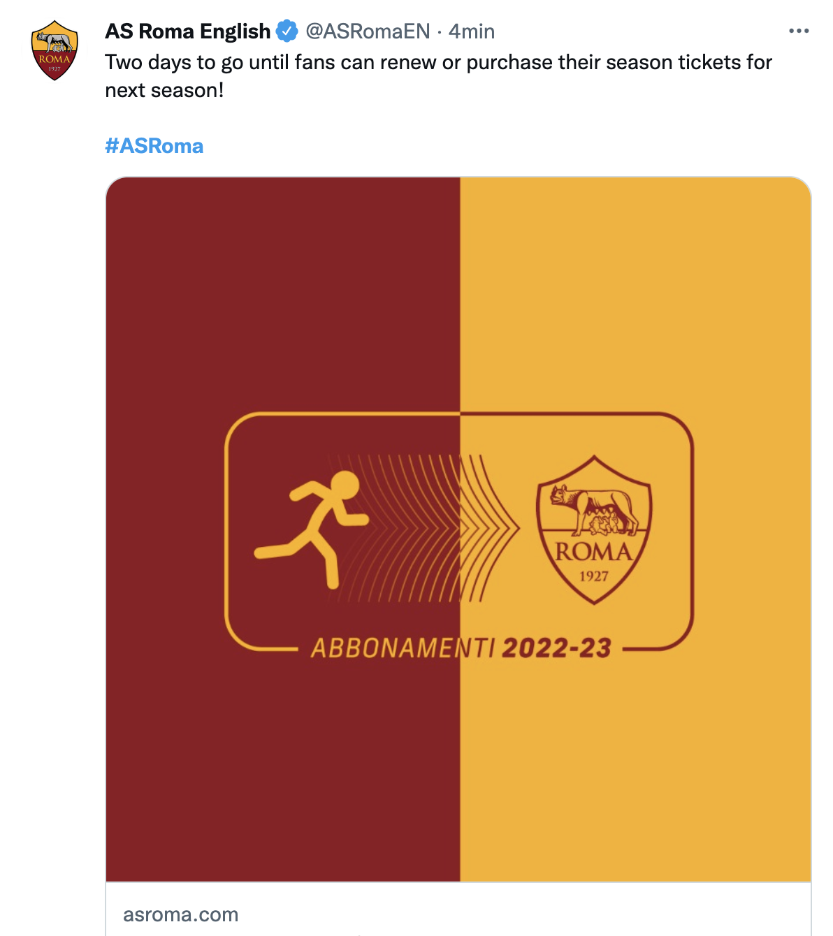 Roma, call to action su Twitter per i tifosi